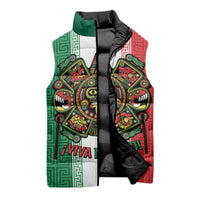 Custom Mexico Aztec Eagle Heritage Sleeveless Puffer Jacket iViva Mexico Canta y no llores