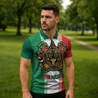 Custom Mexico Aztec Eagle Heritage Zipper Polo Shirt iViva Mexico Canta y no llores