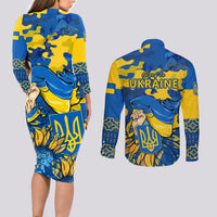 Ukraine Couples Matching Long Sleeve Bodycon Dress and Long Sleeve Button Shirts Glory To Ukraine 32nd Independence Anniversary LT9 - Wonder Print Shop