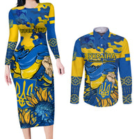 Personalised Ukraine Couples Matching Long Sleeve Bodycon Dress and Long Sleeve Button Shirts Glory To Ukraine 32nd Independence Anniversary LT9 - Wonder Print Shop