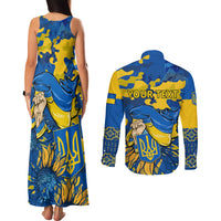 Personalised Ukraine Couples Matching Tank Maxi Dress and Long Sleeve Button Shirts Glory To Ukraine 32nd Independence Anniversary LT9 - Wonder Print Shop