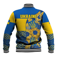 Ukraine Baseball Jacket Ukrainian Coat of Arms and Folk Sunflower LT9 - Wonder Print Shop