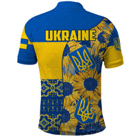Ukraine Polo Shirt Ukrainian Coat of Arms and Folk Sunflower - Wonder Print Shop