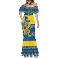 Personalised Ukraine Mermaid Dress Ukrainian Coat of Arms and Folk Sunflower - Wonder Print Shop