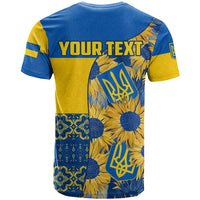 Personalised Ukraine T Shirt Ukrainian Coat of Arms and Folk Sunflower - Wonder Print Shop
