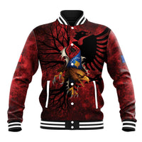 Personalized Kosova Albanian Roots Baseball Jacket Kosova Albanian Eagle Flag - Wonder Print Shop