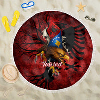 Personalized Kosova Albanian Roots Beach Blanket Kosova Albanian Eagle Flag - Wonder Print Shop
