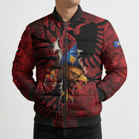 Personalized Kosova Albanian Roots Bomber Puffer Jacket Kosova Albanian Eagle Flag - Wonder Print Shop