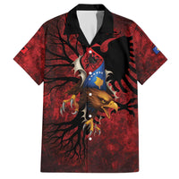 Personalized Kosova Albanian Roots Family Matching Off The Shoulder Long Sleeve Dress and Hawaiian Shirt Kosova Albanian Eagle Flag - Wonder Print Shop