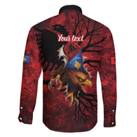 Personalized Kosova Albanian Roots Family Matching Off The Shoulder Long Sleeve Dress and Hawaiian Shirt Kosova Albanian Eagle Flag - Wonder Print Shop