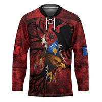 Personalized Kosova Albanian Roots Hockey Jersey Kosova Albanian Eagle Flag - Wonder Print Shop