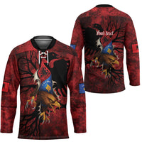 Personalized Kosova Albanian Roots Hockey Jersey Kosova Albanian Eagle Flag - Wonder Print Shop