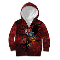 Personalized Kosova Albanian Roots Kid Hoodie Kosova Albanian Eagle Flag - Wonder Print Shop