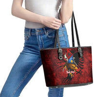 Personalized Kosova Albanian Roots Leather Tote Bag Kosova Albanian Eagle Flag - Wonder Print Shop