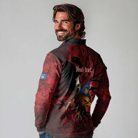 Personalized Kosova Albanian Roots Long Sleeve Polo Shirt Kosova Albanian Eagle Flag - Wonder Print Shop