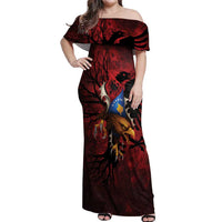 Personalized Kosova Albanian Roots Off Shoulder Maxi Dress Kosova Albanian Eagle Flag - Wonder Print Shop
