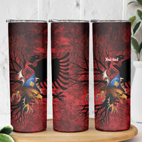 Personalized Kosova Albanian Roots Skinny Tumbler Kosova Albanian Eagle Flag - Wonder Print Shop