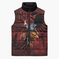 Personalized Kosova Albanian Roots Sleeveless Puffer Jacket Kosova Albanian Eagle Flag - Wonder Print Shop