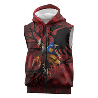 Personalized Kosova Albanian Roots Sleeveless Zip Hoodie Kosova Albanian Eagle Flag - Wonder Print Shop