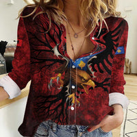Personalized Kosova Albanian Roots Women Casual Shirt Kosova Albanian Eagle Flag - Wonder Print Shop