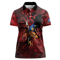 Personalized Kosova Albanian Roots Women Polo Shirt Kosova Albanian Eagle Flag - Wonder Print Shop