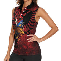 Personalized Kosova Albanian Roots Women Sleeveless Polo Shirt Kosova Albanian Eagle Flag - Wonder Print Shop