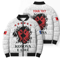 Personalized Kosova E Lire Bomber Puffer Jacket Kosova Albanian Flag - Wonder Print Shop
