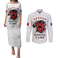 Personalized Kosova E Lire Couples Matching Puletasi and Long Sleeve Button Shirt Kosova Albanian Flag - Wonder Print Shop
