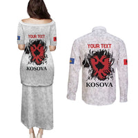 Personalized Kosova E Lire Couples Matching Puletasi and Long Sleeve Button Shirt Kosova Albanian Flag - Wonder Print Shop