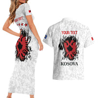 Personalized Kosova E Lire Couples Matching Short Sleeve Bodycon Dress and Hawaiian Shirt Kosova Albanian Flag - Wonder Print Shop