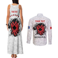 Personalized Kosova E Lire Couples Matching Tank Maxi Dress and Long Sleeve Button Shirt Kosova Albanian Flag - Wonder Print Shop