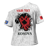 Personalized Kosova E Lire Cross Shoulder Shirt Kosova Albanian Flag - Wonder Print Shop