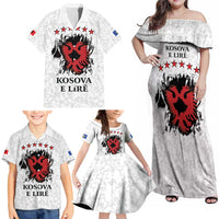 Personalized Kosova E Lire Family Matching Off Shoulder Maxi Dress and Hawaiian Shirt Kosova Albanian Flag - Wonder Print Shop