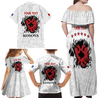 Personalized Kosova E Lire Family Matching Off Shoulder Maxi Dress and Hawaiian Shirt Kosova Albanian Flag - Wonder Print Shop