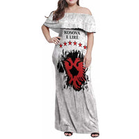 Personalized Kosova E Lire Family Matching Off Shoulder Maxi Dress and Hawaiian Shirt Kosova Albanian Flag - Wonder Print Shop