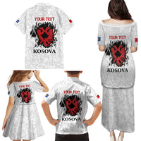 Personalized Kosova E Lire Family Matching Puletasi and Hawaiian Shirt Kosova Albanian Flag - Wonder Print Shop