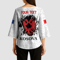 Personalized Kosova E Lire Kimono Sleeve Blouse Kosova Albanian Flag - Wonder Print Shop