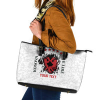 Personalized Kosova E Lire Leather Tote Bag Kosova Albanian Flag - Wonder Print Shop