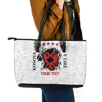 Personalized Kosova E Lire Leather Tote Bag Kosova Albanian Flag - Wonder Print Shop