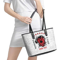 Personalized Kosova E Lire Leather Tote Bag Kosova Albanian Flag - Wonder Print Shop