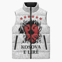 Personalized Kosova E Lire Sleeveless Puffer Jacket Kosova Albanian Flag - Wonder Print Shop