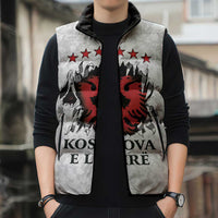 Personalized Kosova E Lire Sleeveless Puffer Jacket Kosova Albanian Flag - Wonder Print Shop