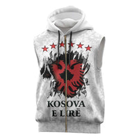 Personalized Kosova E Lire Sleeveless Zip Hoodie Kosova Albanian Flag - Wonder Print Shop