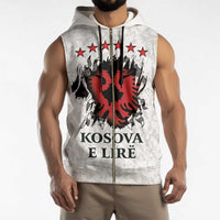 Personalized Kosova E Lire Sleeveless Zip Hoodie Kosova Albanian Flag - Wonder Print Shop