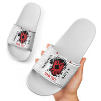 Personalized Kosova E Lire Slide Sandals Kosova Albanian Flag - Wonder Print Shop
