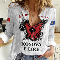 Personalized Kosova E Lire Women Casual Shirt Kosova Albanian Flag - Wonder Print Shop