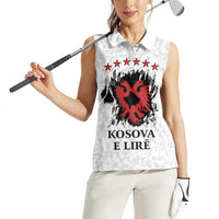 Personalized Kosova E Lire Women Sleeveless Polo Shirt Kosova Albanian Flag - Wonder Print Shop