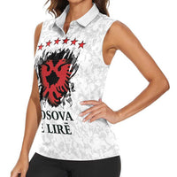 Personalized Kosova E Lire Women Sleeveless Polo Shirt Kosova Albanian Flag - Wonder Print Shop