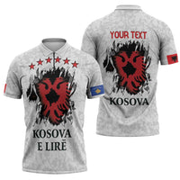 Personalized Kosova E Lire Zipper Polo Shirt Kosova Albanian Flag - Wonder Print Shop