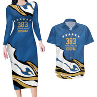 Personalized Kosova Nje Komb Nje Gjak Couples Matching Long Sleeve Bodycon Dress and Hawaiian Shirt Kosova 383 Independent Sice 2008 - Wonder Print Shop
